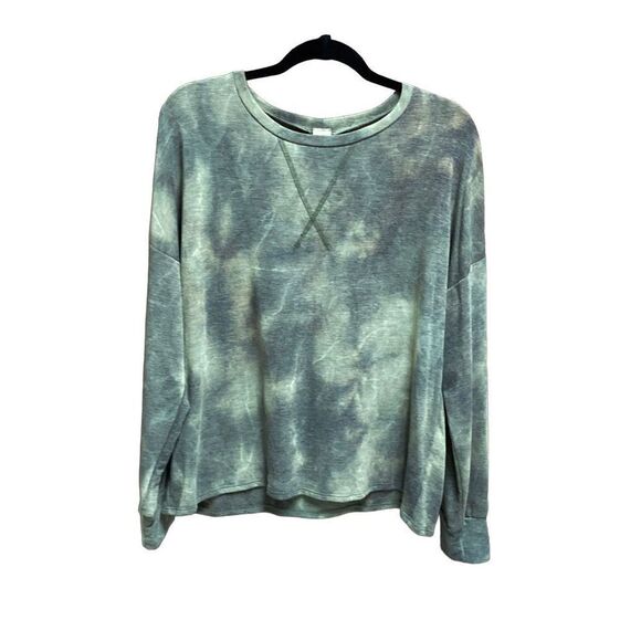 7th Roy Army Green Tie Dye Long Sleeve Top Size Large - Picture 1 of 6